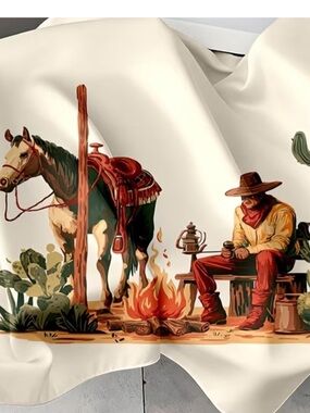 🌵Western Cowboy Desert Campfire Scarf Bandana 35” x 35” 🤠🌵